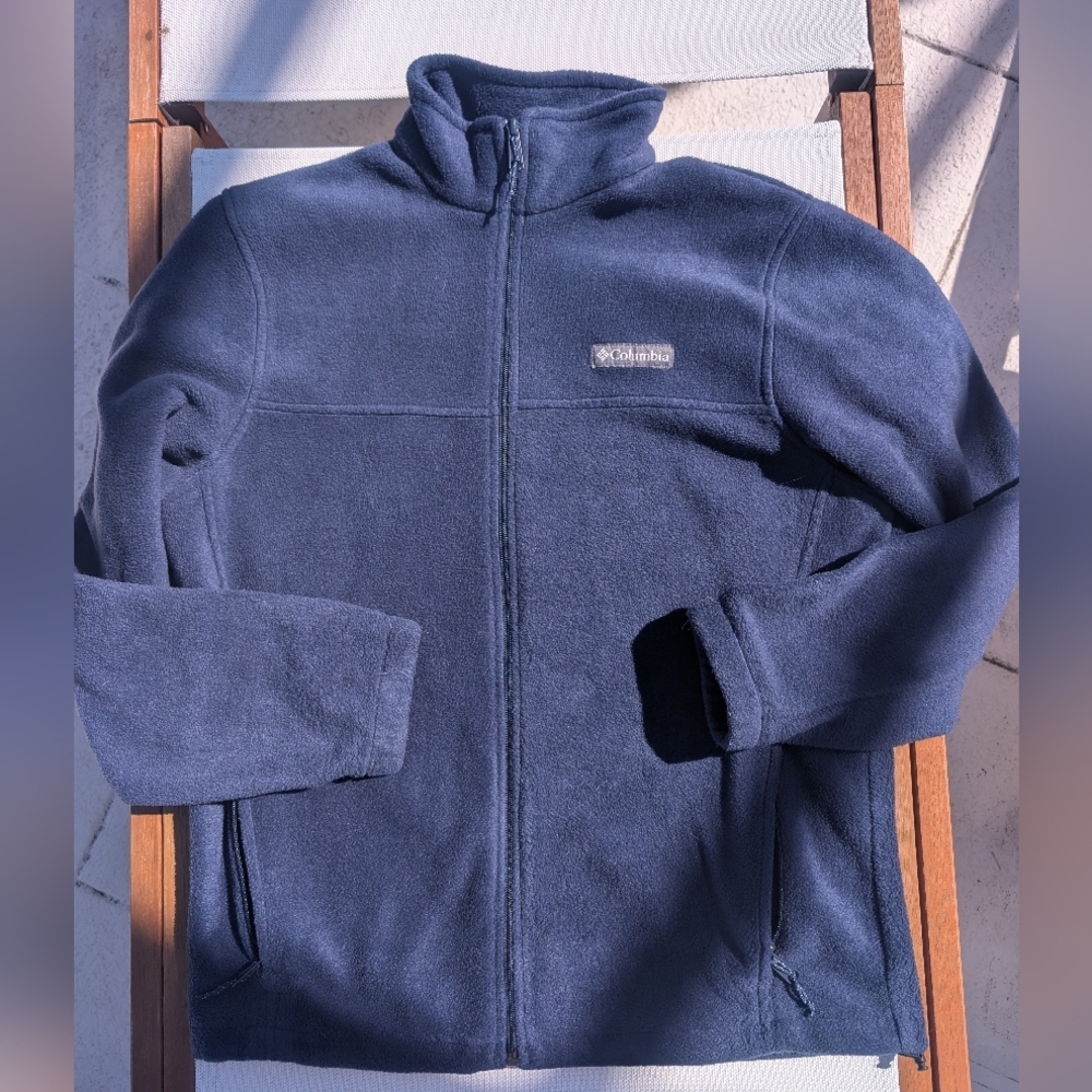 Columbia Navy Zip Front Fleece Men's M/ Women's L - Picture 2 of 4
